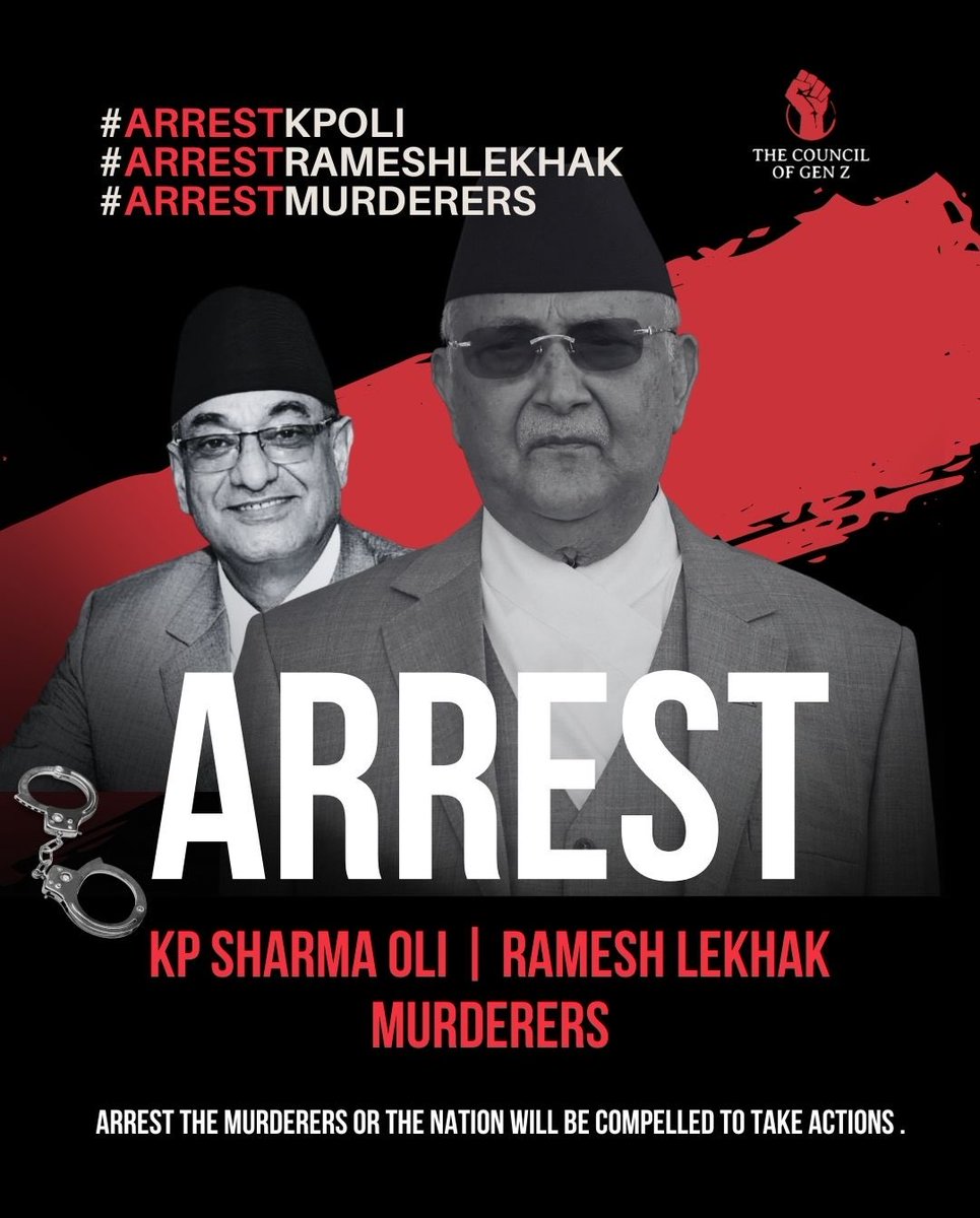 ncrystaln's tweet photo. Bring him to justice: arrest K.P. Oli the man whose hands are stained with blood. #ArrestKPOli” https://t.co/a16Tnr45da