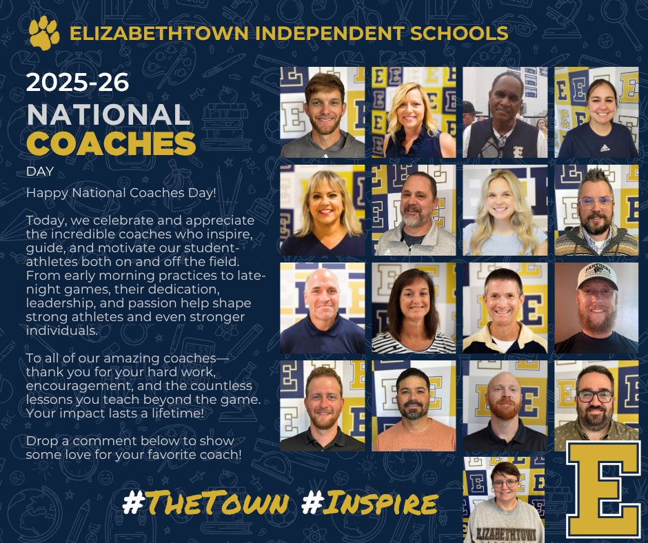 Happy National Coaches Day! 

To all of our EIS coaches—thank you for your dedication, your heart, and the countless hours you pour into helping our students grow. You make a difference every single day! 

#GoBigE #CitySchools #TheTown #Inspire #NationalCoachesDay