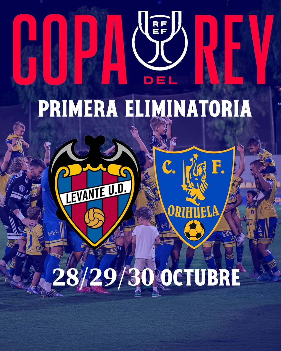 ¡𝗟𝗢𝗦 𝗔𝗥𝗖𝗢𝗦 𝗥𝗘𝗖𝗜𝗕𝗜𝗥𝗔́ 𝗔𝗟 𝗟𝗘𝗩𝗔𝗡𝗧𝗘 𝗨.𝗗! 🏆💛💙

🗓️ 28/29/30 de Octubre. 
🆚 <a href="/LevanteUD/">Levante UD</a> 
🏆 Primera Eliminatoria | Copa del Rey

¡Encantados de recibiros en Orihuela! 🐸🦂

#SienteLaLlamada 📲