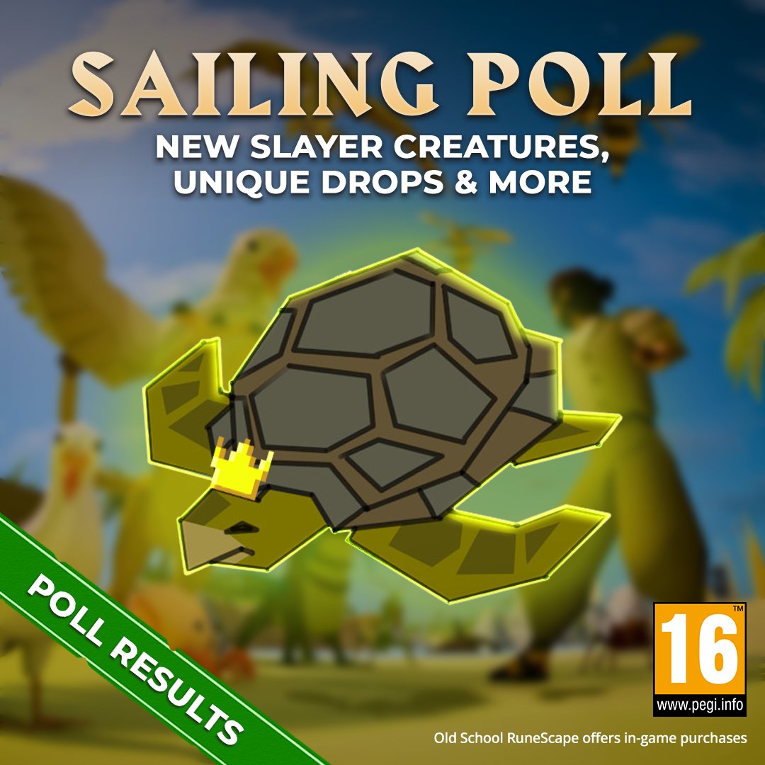 The final Sailing poll is complete! ⚓

Gryphons 🦅
Strykewyrms 🐛
Frost Dragons 🐲
Aquanites 🌊
&amp; Powerful Uniques!

Pet winner: Option A – the Turtle 🐢

Bank space increase for all players
New 2350 total worlds!

Release date news will feature in the next Sailing blog. Thank