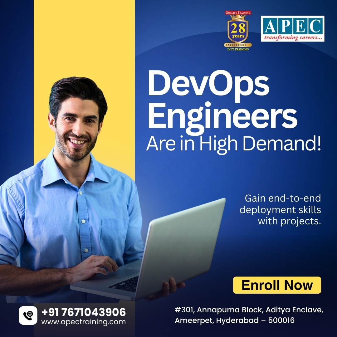 apecITtraining's tweet image. DevOps Engineers are ruling the tech industry!

New Batches Starting Register Now: - t.ly/soH_l

#DevOpsTraining #APEC #CareerGrowth #TechTraining #Ameerpet #ITCareers #DevOpsEngineer #JobReadySkills #hyderabad #trendingpost #trendy