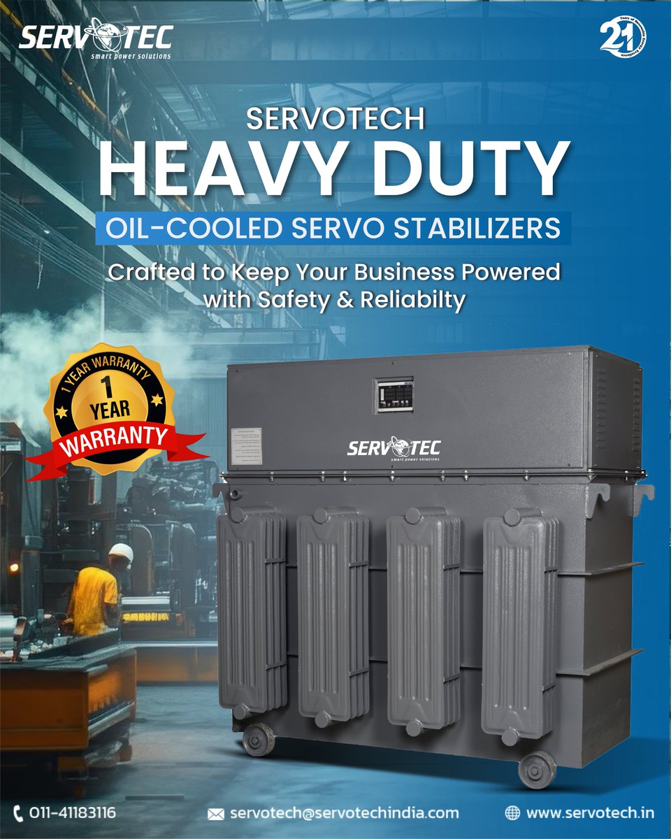 servotech_ltd's tweet image. Businesses don’t run on luck. They run on stable voltage. @servotech_ltd &apos;s Oil-cooled stabilizers are the silent guardians that keep machines safe and productivity nonstop.

#ServoStabilizer #Servo #OilCooledStabilizer #Servotech #OilCooling #Machinery #business