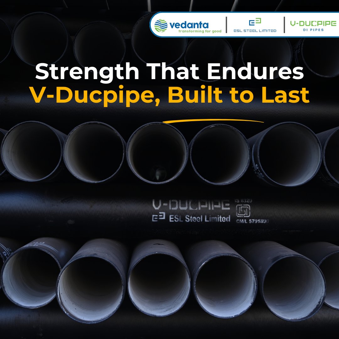 ESLSteelLimited's tweet image. At #ESLSteelLimited, our V-Ducpipe stands as a symbol of durability, precision, and trust. Built with advanced engineering and uncompromising quality.
#VDucpipe #SteelForGenerations #Vedanta #TransformingForGood #DeshKiZarooratonKeLiye