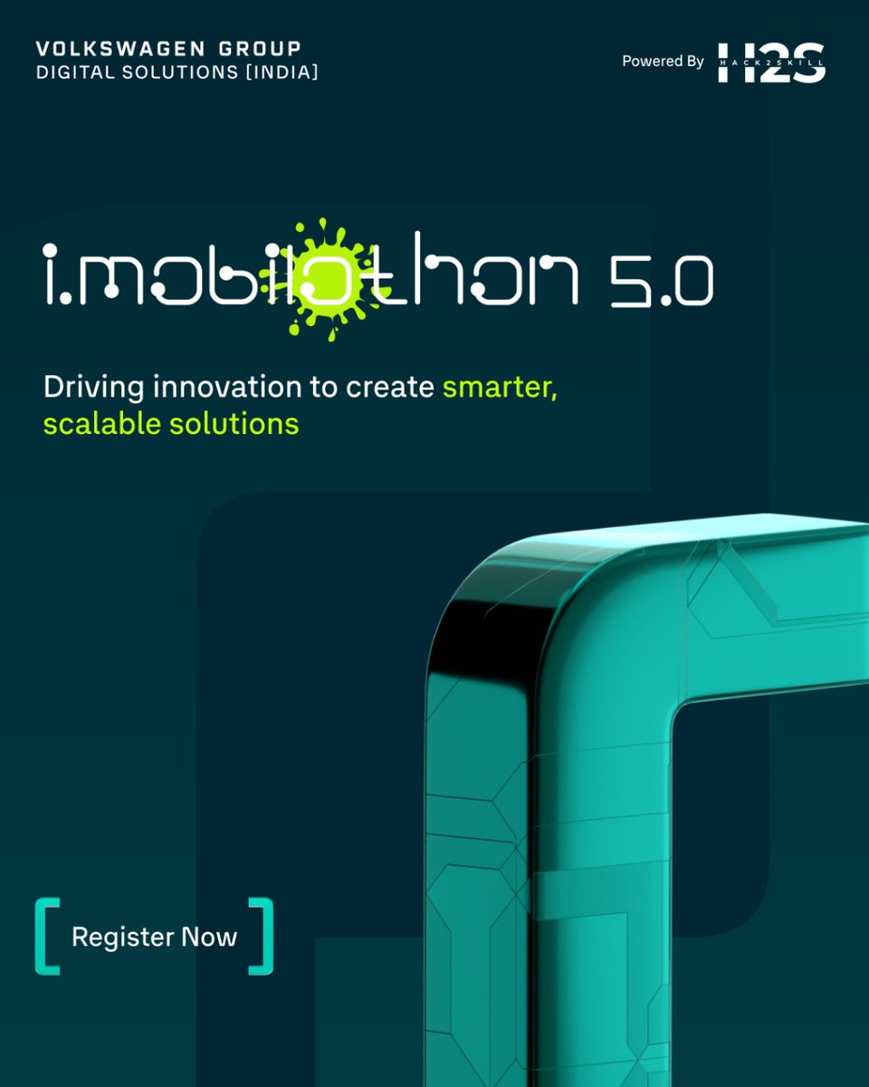 hack2skill's tweet image. The future of mobility is here! 🚀 Volkswagen invites Startups & Students to i.Mobilothon 5.0.
Tackle real-world challenges with AI, compete for ₹11 Lakhs in prizes and collaboration opportunities with the VW Group.
Registrations open: 🔗rebrand.ly/VW-imobilothon
#iMobilothon5