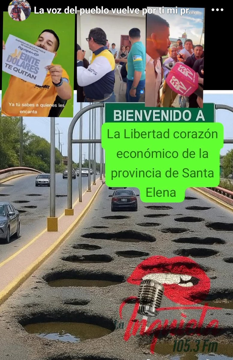 Provincia de Santa Elena 
Cantón La Libertad 
Las calles y avenidas del cantón hoy,en día parecen de otro planeta 🌎 por la inoperancia ineptitud de las autoridades de turno 🦩🤥