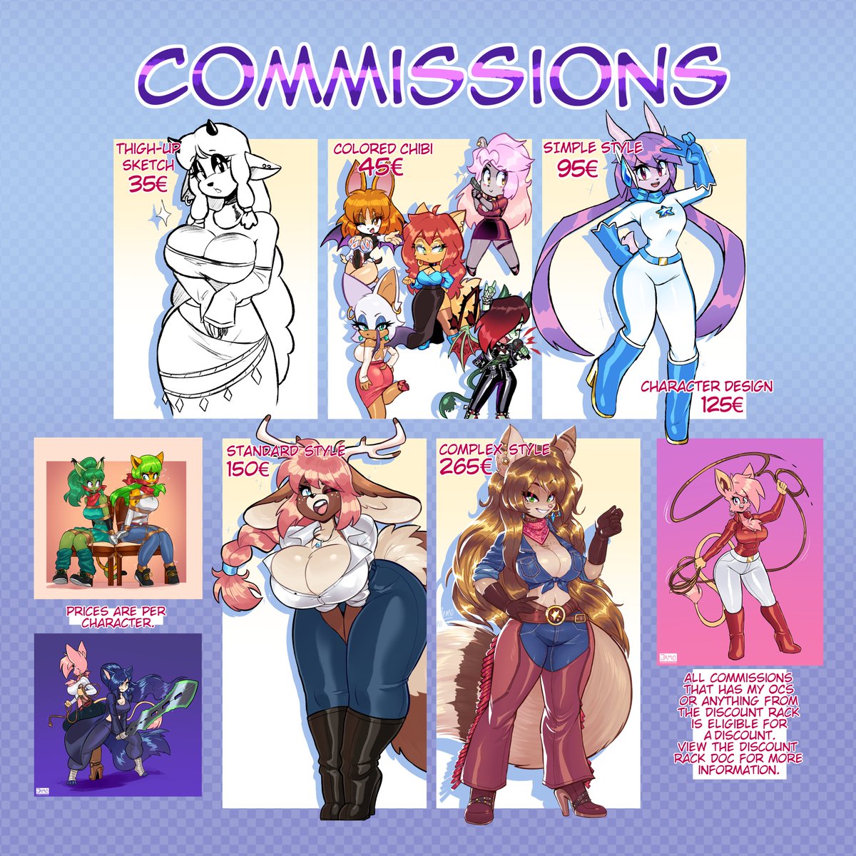 Slightly updated C0mmission sheet.
Submit a form here: https://t.co/PKGBLMg4n5