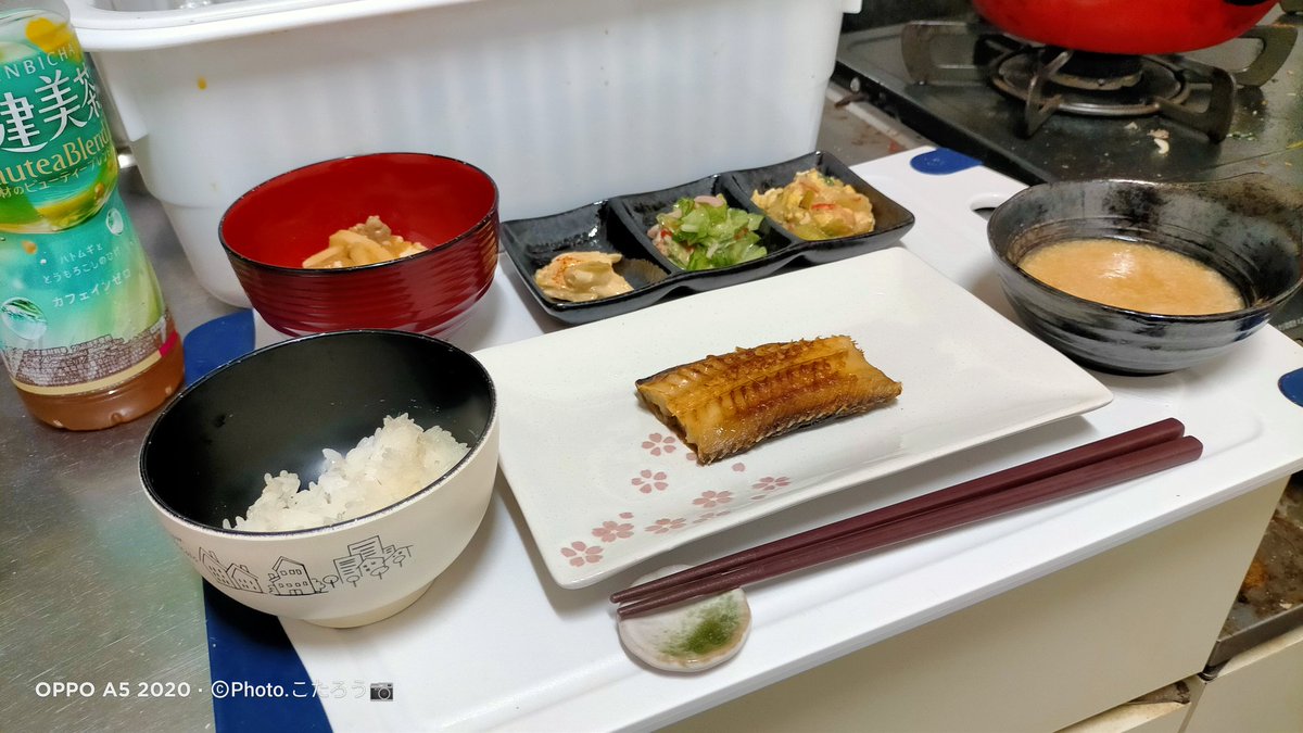 Shyokunin_k's tweet image. 皆さんこんばんは☺
今夜の手作り晩ごはんは🍚🥢
1⃣ごはん
2⃣味噌キムチうどん
3⃣ねぎぬた
4⃣チンゲン菜のふわふわあんかけ
5⃣とろろ
6⃣ホッケ焼き
7⃣きゅうりのサラダ
#晩御飯
#晩メシ
#夜ごはん
#おれめし
#手作り料理
#少食男子