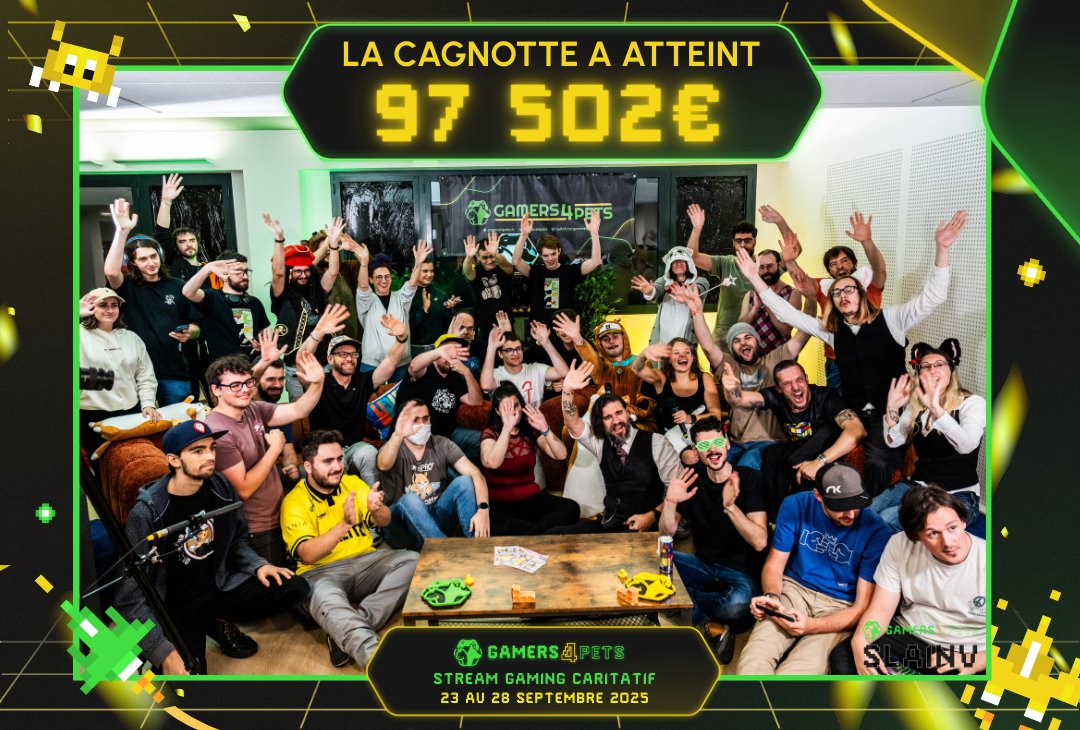 msrobinard's tweet image. @gamers4pets et @RefugesdeFrance vous souhaites 97502 MERCI a toutes les personnes participantes, donatrices et spectatrices 💚💛 #g4p #teamchien #teamchat