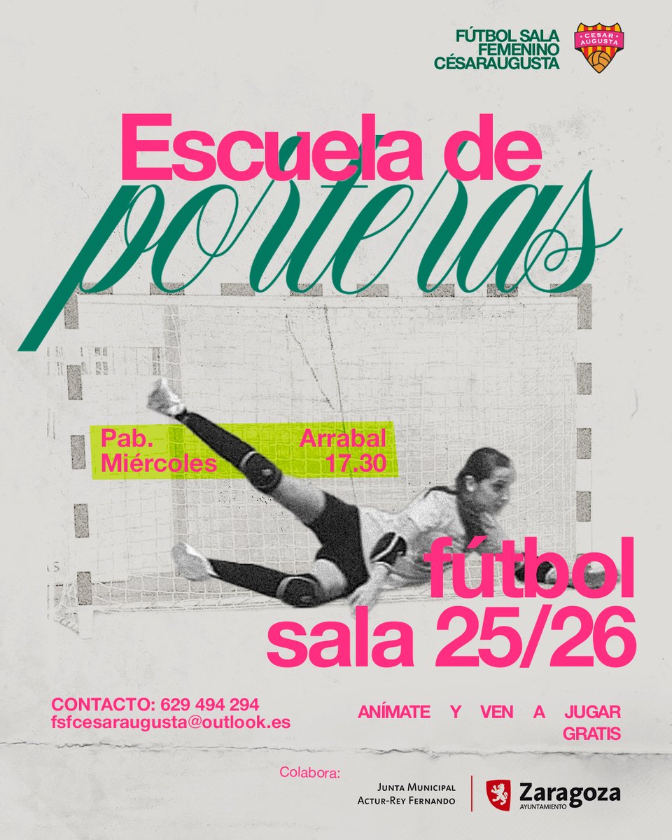 fsfcesaraugusta's tweet image. 🩷 ¡Vuelve la Escuela de Porteras del César Augusta! ⚽🧤
📍 Pabellón Arrabal
🕠 Todos los miércoles a las 17:30h
💸 GRATIS
¡Anímate, ven a jugar y diviértete en la portería con nosotras! 💪