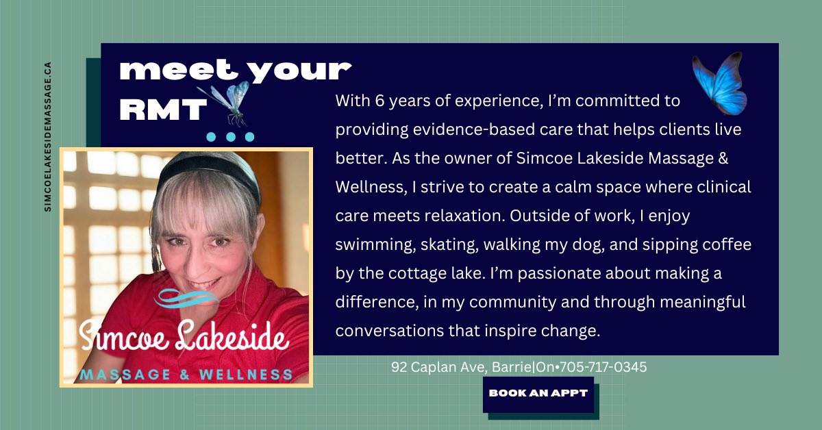 Discover focused, therapeutic massage with Mary Anne Harris, R.M.T. at Simcoe Lakeside Massage &amp; Wellness, Barrie. Evidence-based care for pain relief &amp; better movement.

Reserve an Appointment with Mary Anne Harris

💻 simcoelakesidemassage.ca | 📍92 Caplan Ave, Barrie On