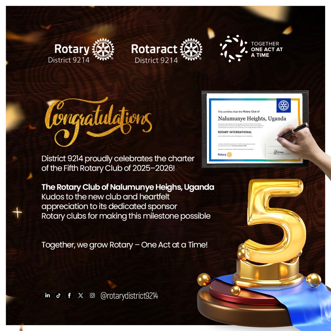 Emmanuel_Rotary's tweet image. Membership is the heartbeat of Rotary. Proud of my home district @rotaryd9214  for welcoming two new clubs today, RC Kitende Breeze and RC Nalumunye Heights.

Each new club strengthens our mission to do good in the world. 

 #MembershipMatters #UniteForGood