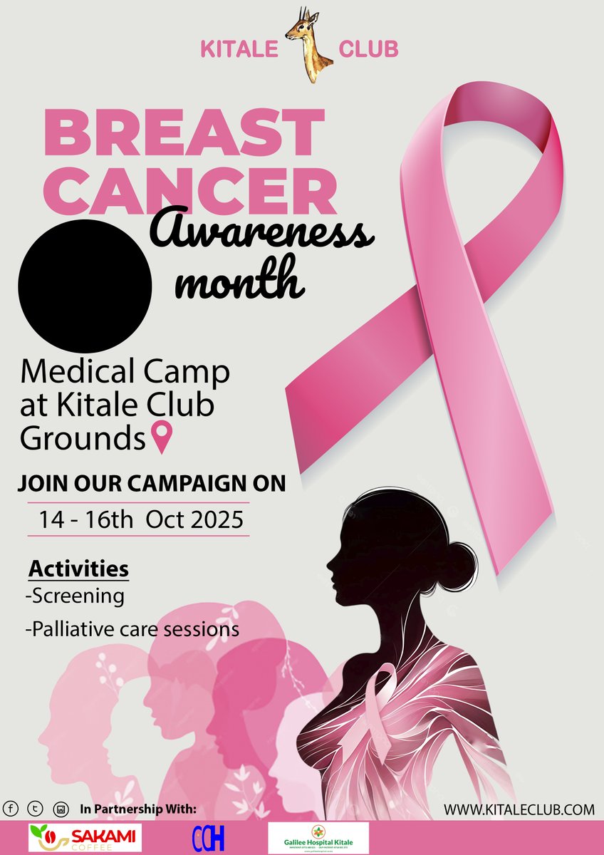 KITALECLUB's tweet photo. Letโs come together to support, learn, and raise awareness in the fight against breast cancer.
Together, we can make a difference โ early detection saves lives! ๐
#BreastCancerAwarenessMonth #PinkOctober #KitaleClubCares #kitaleclub https://t.co/n6AeeUQkHL