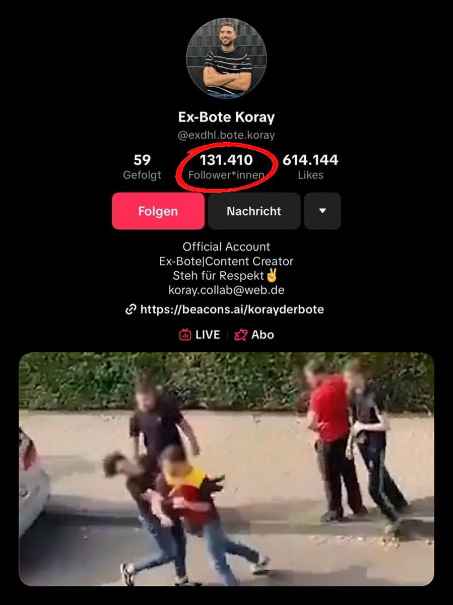 Erinnert ihr euch an den vorbestraften DHL-Boten, der ein Pärchen brutal zusammengeschlagen hat?

Heute ist er Social-Media-Star mit über 130.000 Followern und kassiert Spenden. Mehr muss man über den Zustand dieses Landes nicht sagen.