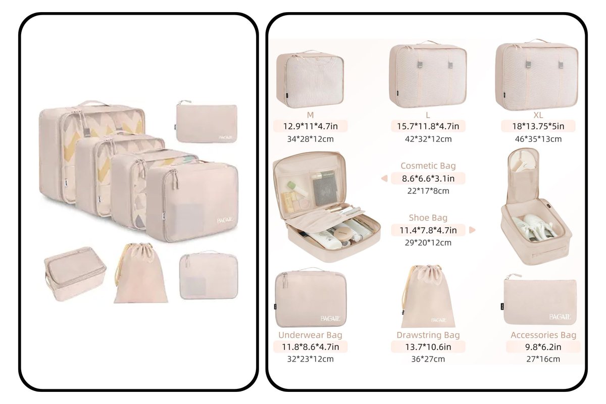 AyeshaFinds's tweet photo. BAGAIL 8 Set Packing Cubes Luggage Packing Organizers for Travel Accessories-Cream
🇺🇲https://t.co/8nxgIczwG6
🇬🇧https://t.co/vwwJC3kK7u
🇨🇦https://t.co/r8W7MpTc5l
#ad @Amazon #bag #storagebag  #bag $packingcibes #organizer #travelbag #travel #luggage https://t.co/rI12xT9Ozi