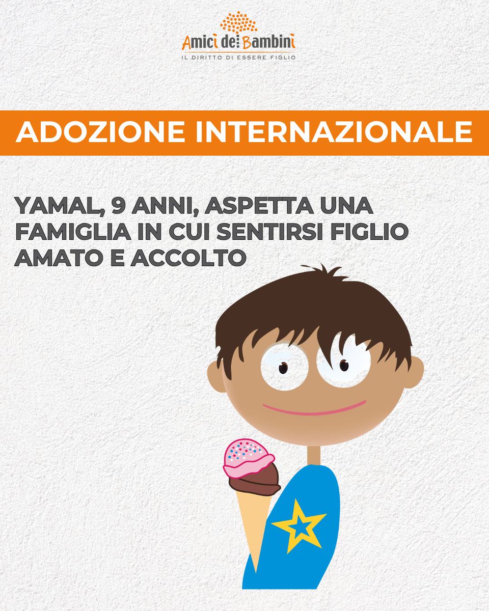 Yamal è un bambino di 9 anni pieno di energia, curiosità e voglia di vivere. 
Dopo un passato difficile, oggi vive in una famiglia affidataria e sta ritrovando equilibrio e serenità. 
Leggi la sua storia👇
aibi.it/ita/adozione-i…

#AiBi #AmicideiBambini #AdozioneInternazionale