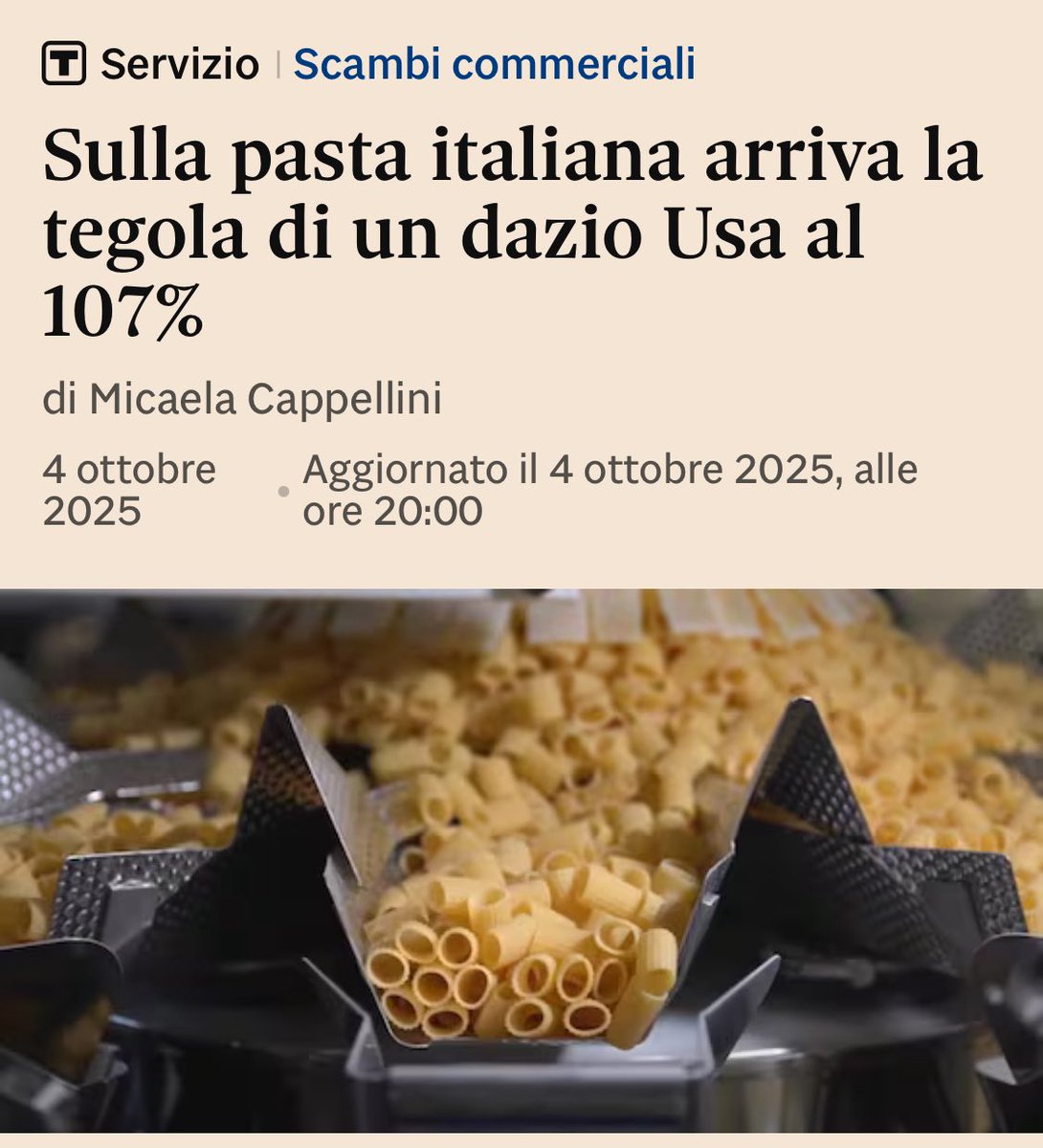 Quando al governo <a href="/GiuseppeConteIT/">Giuseppe Conte</a> I facevamo gli interessi dell’Italia, con la schiena dritta, gli #USA di #Trump hanno esentato i prodotti agroalimentari italiani dagli allora dazi. È questo dopo aver firmato il MoU #ViaDellaSeta che “avrebbe incrinato le nostre relazioni con