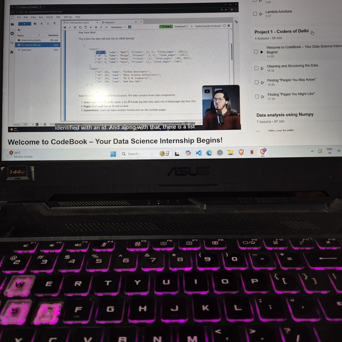jatinkumar7841's tweet image. After wasting my time in college, I’ve finally started the CodeWithHarry Data Science course, it’s been more than 2 months now.
#letsconnect
#codewithharry