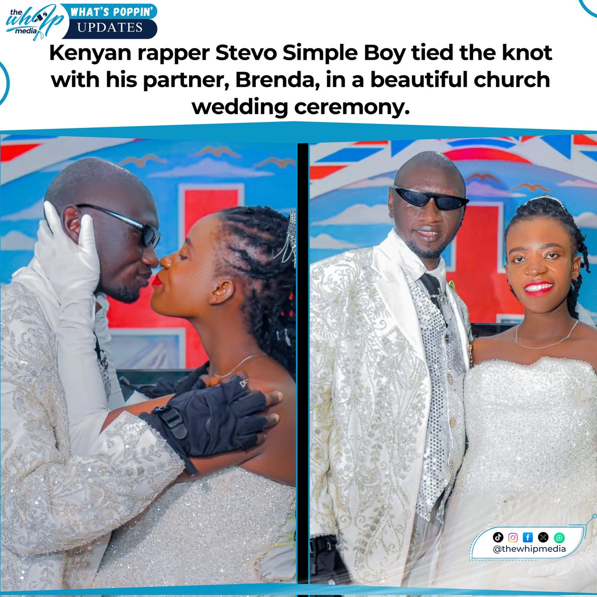 thewhipmedia's tweet image. Kenyan rapper Stevo Simple Boy has officially married his longtime partner Brenda in a beautiful church wedding. The couple, who are expecting their first child, shared heartfelt photos and Bible blessings with fans.

#thewhipmedia #WhatsPoppinUpdates 
#StevoSimpleBoy