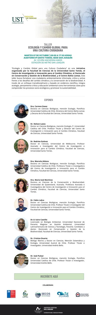 Invitación | Taller Ecología y Cambio Global Para Una Cultura Ciudadana.

INSCRIPCIONES: forms.office.com/pages/response…