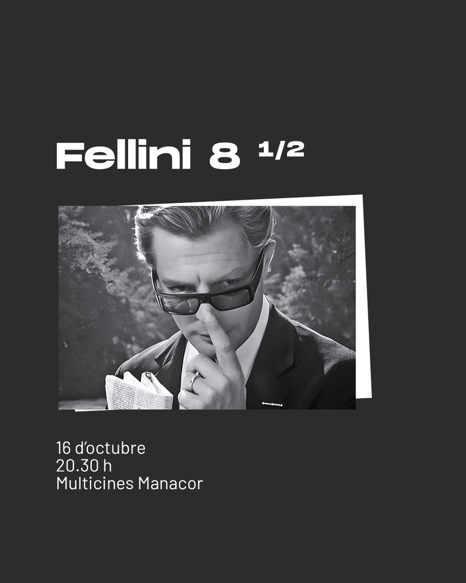 🟨 Cinema: Un director de cinema bloquejat i atrapat entre records i fantasies ens convida a un viatge fascinant on realitat i somni es confonen. 

Més informació i venda d’entrades: enviumanacor.com/esdeveniments/…

#enviu #manacor #teatre #culturamallorca