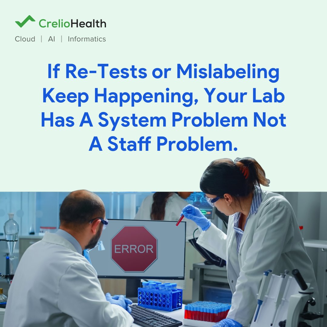 creliohealth's tweet image. Mistakes like re-tests and mislabeling aren’t about people, they’re about systems. Step up with an audit that helps identify workflows to automate and turn errors into opportunities for improvement.
#FutureOfLabs #LabSolutions #CrelioHealth #pathology #healthcare #CrelioLIMS