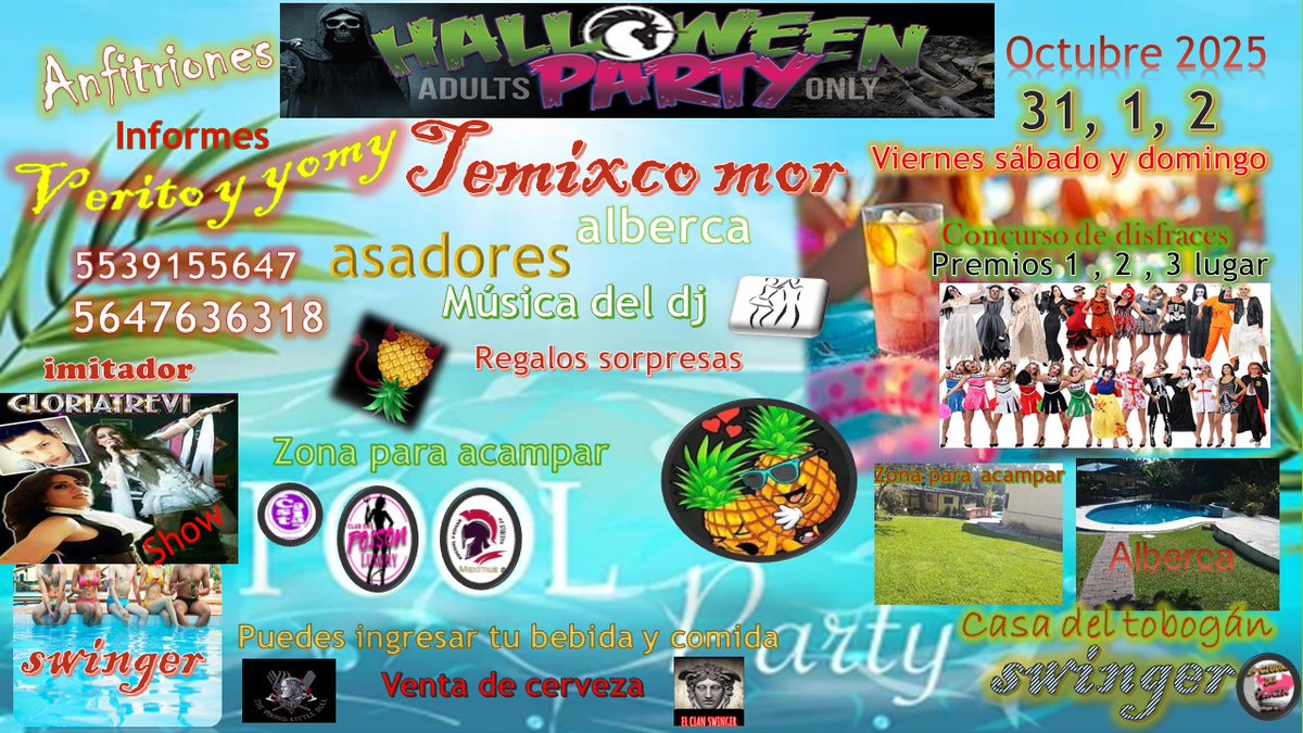 Saludos excelete lunes no olvides este fin de mes abra en temixco albercada terrorifica 3 dias entrada super economica ben disfruta una velada super