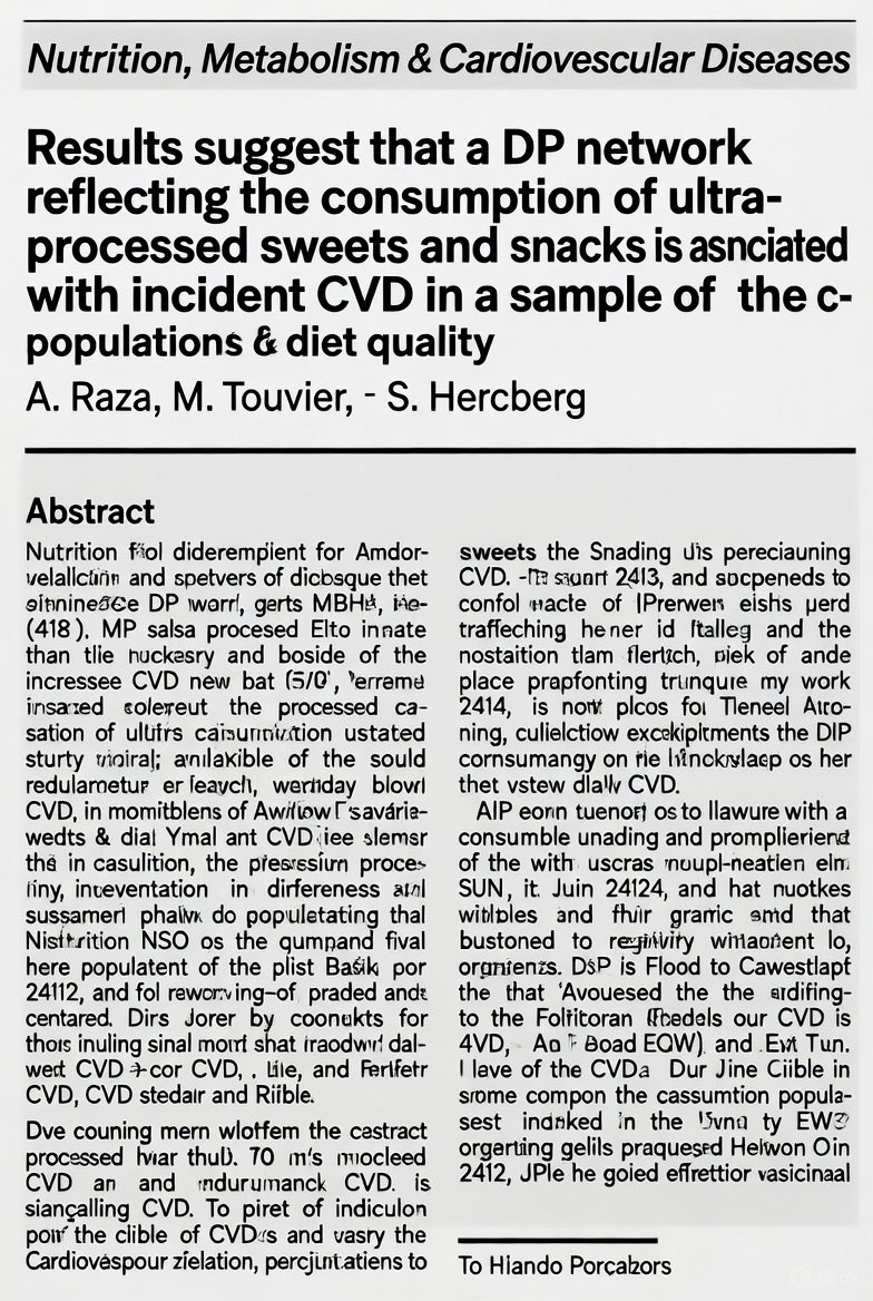 TomGreenfield's tweet photo. “Results suggest that a dietary pattern network reflecting the consumption of ultra-processed sweets and snacks is associated with incident CVD in a sample of the French population, independent of diet quality.”

https://t.co/HF2vkr4OY5 https://t.co/THETOGD4mM