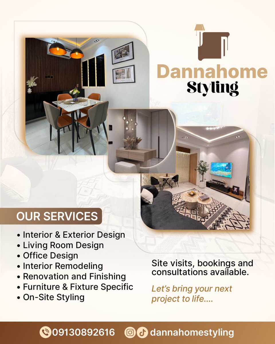 Your home deserves to look and feel like soft life.
From shortlets to personal homes, I design elegant spaces that blend comfort, class &amp; calm.
Enjoy up to 20% OFF on all design &amp; styling services. 
Limited-time offer!
📲 DM or call 09130892616 now to secure your slot.
