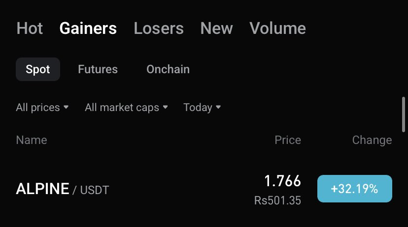 $ALPINE is now in Gainers 🔥