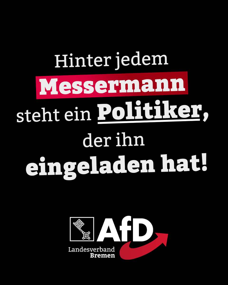 In Bremen wird täglich zugestochen – und Rot-Grün-Rot schweigt!

Jeder Tag in Bremen &amp; Bremerhaven bringt mehr Gewalt auf die Straßen. Messerangriffe gehören mittlerweile zum Alltag – und was tut Bürgermeister Bovenschulte? Er lobt sich mit Innensenator Mäurer selbst, handelt