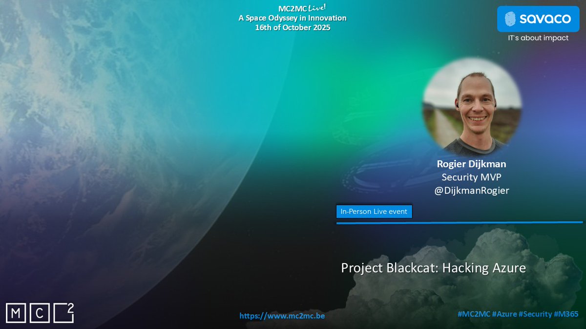 mc2mcbe's tweet image. We’re excited to welcome @DijkmanRogier as a speaker at the upcoming MC2MC  Live: A Space Odyssey in Innovation! 🚀 

📅 Thu, Oct 16  
🎟️ mc2mc.be/mc2mc-live-a-s… 

#MC2MC #MC2MCLive #Community #CommunityPower #Microsoft #Security #Azure #M365