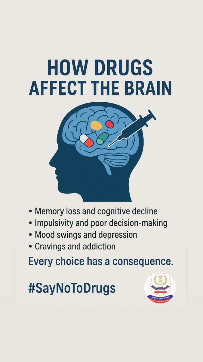 “Every choice has a consequence"
Do you know how narcotic substances affect your brain and body?
Awareness is the first step to prevention.✨

#SayNoToDrugs #NCB #DrugFreeIndia