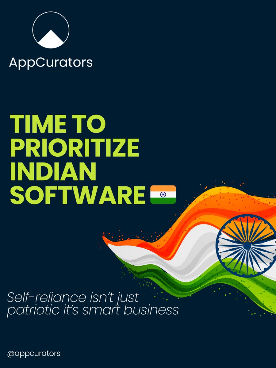 App_Curators's tweet image. Indian companies trust Indian talent — so why not Indian software? 🇮🇳
With global uncertainty, now is the time to prioritize Indian software for strategic independence, cost savings, and global competitiveness.
Let’s make Indian software our first choice, not a fallback