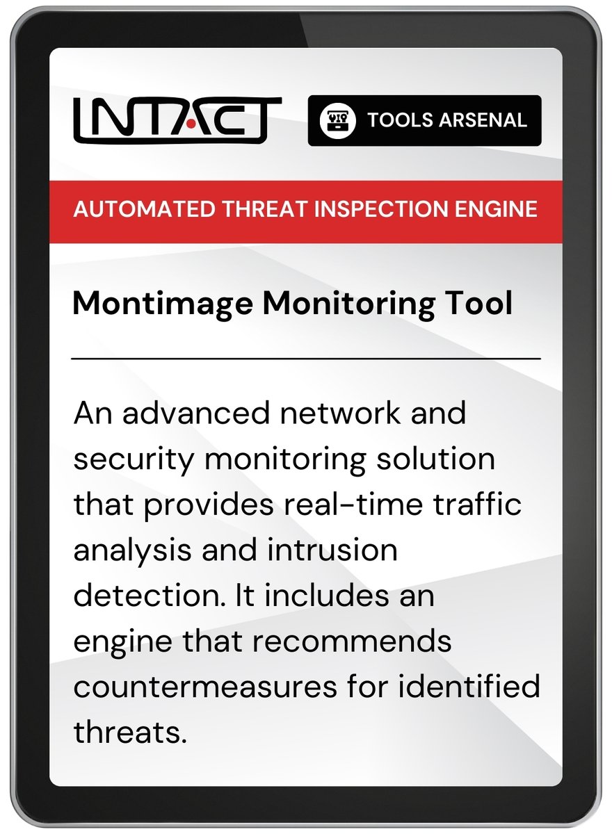 Project_INTACT's tweet image. 🧰 INTACT Tools Arsenal: Montimage Monitoring Tool

MMT is @montimage_fr &apos;s advanced network and security monitoring tool. It provides real-time traffic analysis and actionable countermeasure recos  for our PUC1 and PUC2 pilots.  

intact-horizon.eu/pilots/ 

 #Cybersecurity