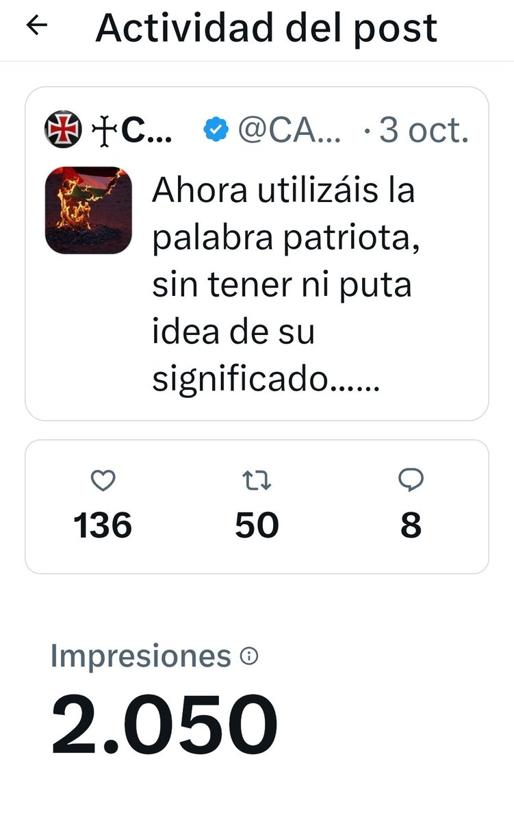 2000 veces se ha visto éste tuit, sólo 50 RT y luego queréis dar la batalla cultural a los rojos...
No les llegamos ni a la suela de la zapatilla...