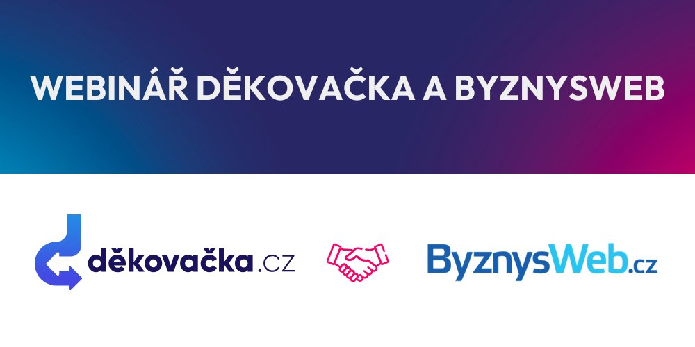 Získejte více objednávek i kontaktů na zákazníky! Přihlašte se na webinář dne 15.10.2025 a zjistěte, jak propojit svůj e-shop na ByznysWebu s Děkovačkou. Registrujte se zde: my.demio.com/ref/oy6PBE8z68…