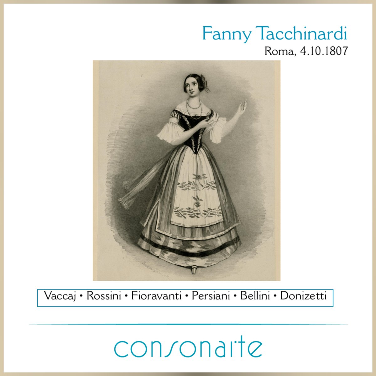 Soprano

Fanny Tacchinardi
Roma, 4 (b. 6).10.1807

Vaccaj
Rossini
Fioravanti
Persiani
Bellini
Donizetti

Consonarte Editions
Edizioni Consonarte

Donizetti | Saffo
consonarte.com/editions/piano…
#BOTD #NateOggi #Soprano #FannyTacchinardi #Roma #Donizetti #Consonarte #VoxInMusica