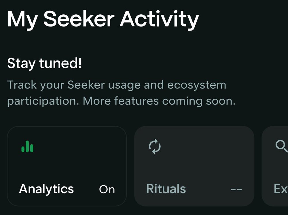 jussy_world's tweet image. 🚨 ALPHA ALERT:
Seeker holders should turn “Seeker Analytics” in seed vault activity tab
It tracks your usage and ecosystem participation
$SKR token is coming and there is possible rewards