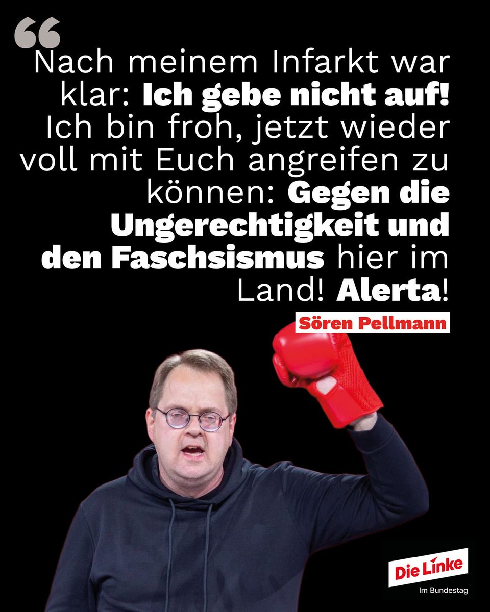 LINKEPELLI's tweet photo. Dieses Herz hat einen Infarkt überlebt und schlägt jetzt noch lauter für das, was zählt: Solidarität statt Spaltung, Menschlichkeit statt Hass, Widerstand statt Wegsehen, Herz statt Merz!

Ich bin zurück. Und ich verspreche: Wir geben keinen Millimeter an die Ungerechtigkeit und den Faschismus ab. Nicht heute. Nicht morgen. Niemals.

Danke an alle, die die Daumen gedrückt, Mut gemacht und in den vergangenen Wochen solidarisch an meiner Seite standen. Euer Rückhalt bedeutet mir alles und gibt Kraft für das, was kommt. ❤️✊

(SP)

#comeback #dieLinke #fcknzs #gerechtigkeit #solidarität