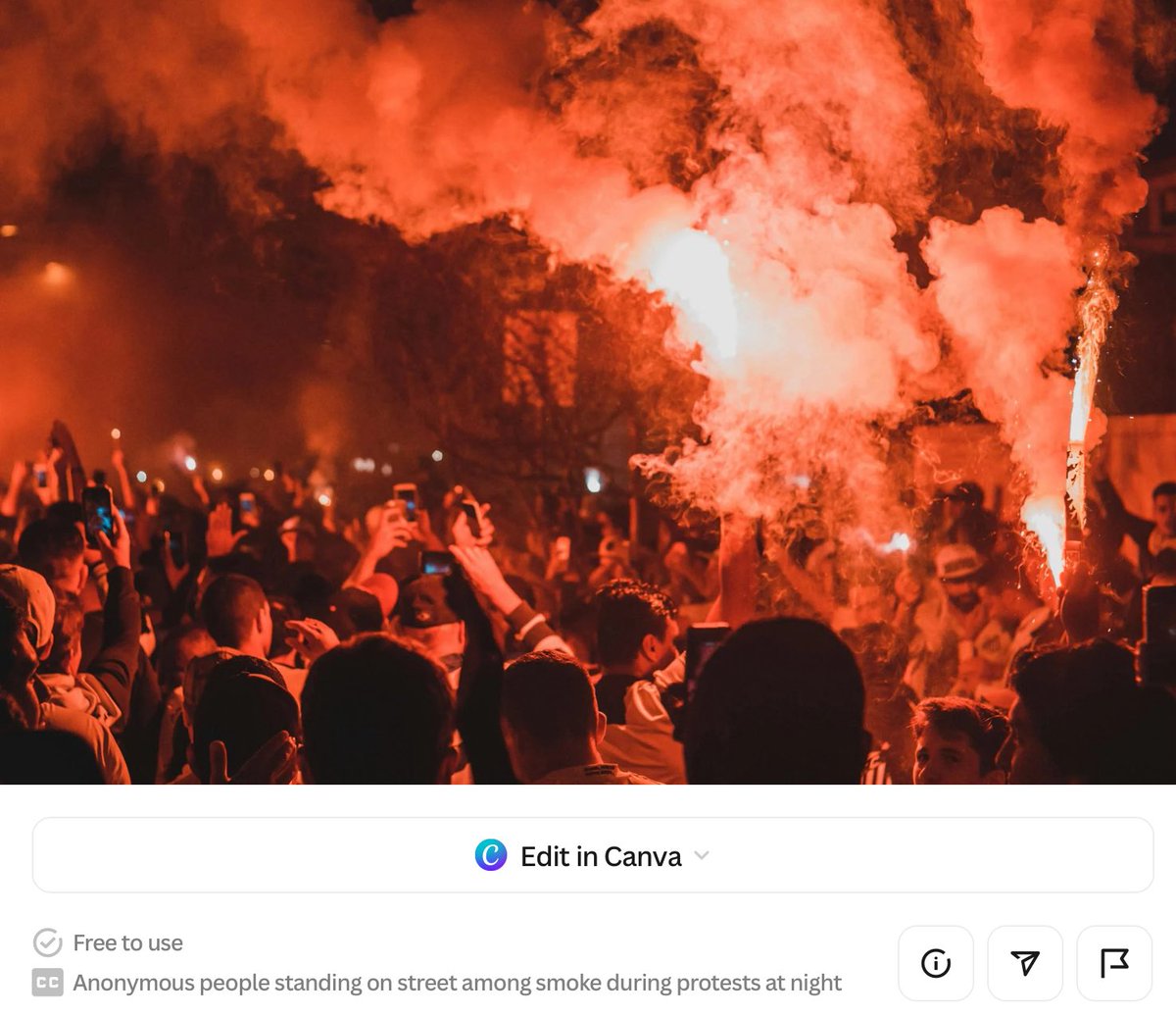 RobertMackey's tweet photo. Oregon Republicans can't use a photo of the actual (small, tame) protest in Portland to illustrate Trump's fever dream, so they had to fabricate one by combining two stock photos: so four South American cops with "Policia" riot shields float above a Brazilian crowd waving flares https://t.co/vMaZB7znmt