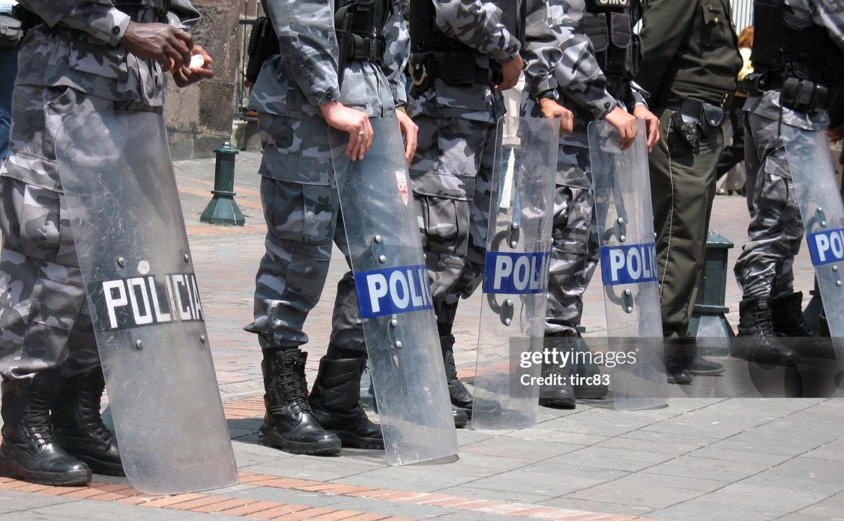RobertMackey's tweet photo. Oregon Republicans can't use a photo of the actual (small, tame) protest in Portland to illustrate Trump's fever dream, so they had to fabricate one by combining two stock photos: so four South American cops with "Policia" riot shields float above a Brazilian crowd waving flares https://t.co/vMaZB7znmt