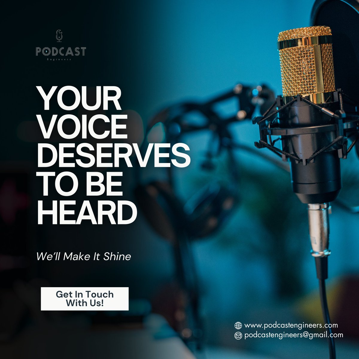 PodcastENGRs's tweet photo. Your Voice Deserves to Be Heard – We’ll Make It Shine🌟From editing to mastering, we’ll bring out the best in every word you say.

 Let Podcast Engineers turn your raw recordings into professional-quality sound today! https://t.co/TbDZjBSA9S