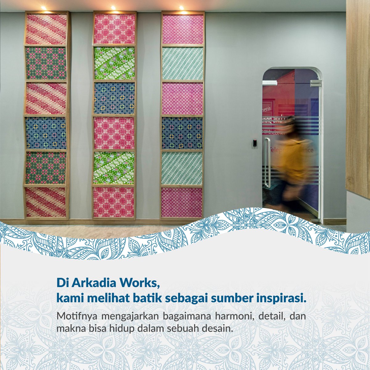 arkadia_works's tweet photo. Batik adalah warisan budaya penuh filosofi tentang harmoni, detail, &amp; makna.

Di Arkadia Works, nilai ini jadi inspirasi merancang ruang yang menyatukan fungsi, estetika, &amp; identitas.

#haribatiknasional #arkadiaworks #batikindonesia https://t.co/TMDBVK3x5q