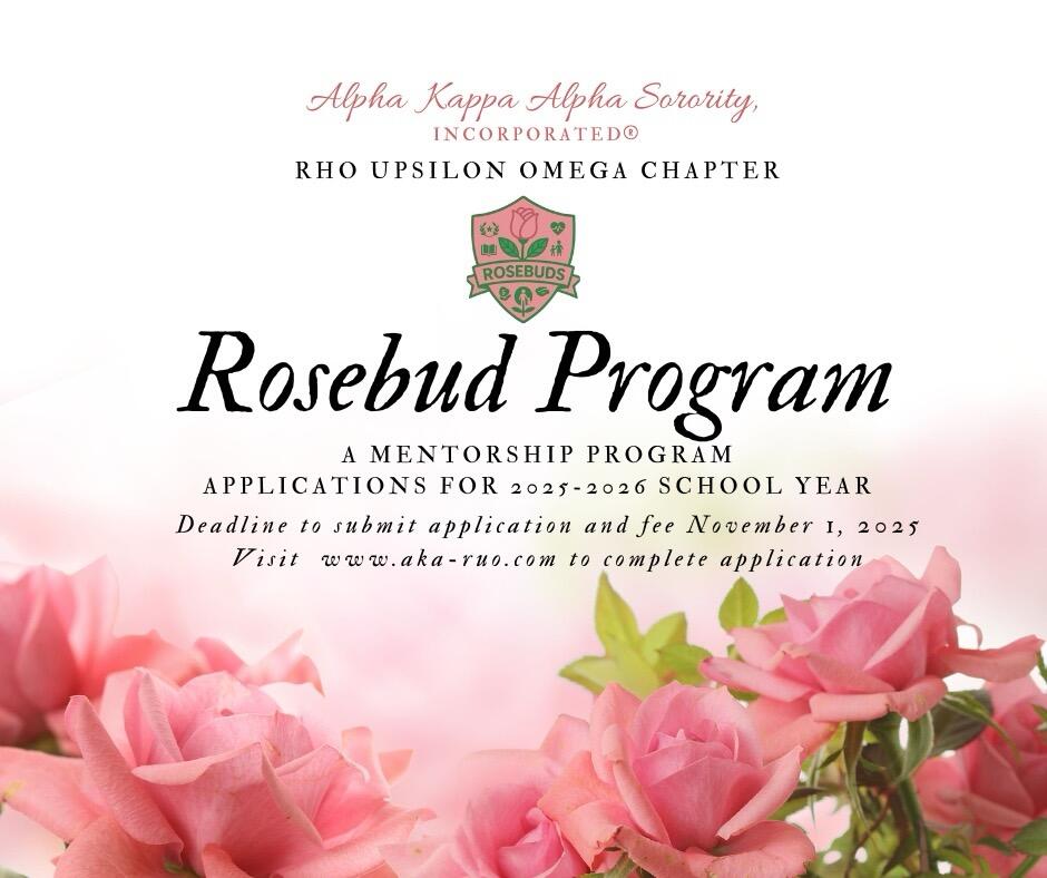 RuoSocialmedia's tweet photo. Calling all 9th–12th grade students in Alameda &amp; Contra Costa Counties! Alpha Kappa Alpha Sorority, Incorporated® Rho Upsilon Omega Chapter 2025–2026 Rosebud Mentorship Program is now accepting applications! Apply &amp; share at https://t.co/l7PncDcTBO #AKA #AKARUO #RosebudMentorship https://t.co/a3joKfmo4q