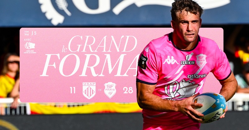 SFParisRugby's tweet photo. 📺 𝗟𝗲 𝗚𝗿𝗮𝗻𝗱 𝗙𝗼𝗿𝗺𝗮𝘁 de Perpignan / Paris
#USAPSFP | 🟡🔴 11 - 28 🌸 | Sublime Côte d'Ivoire