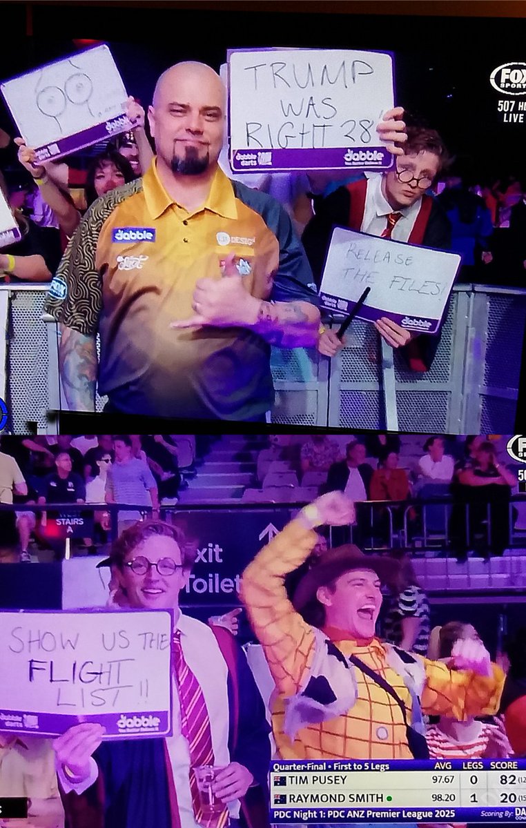 GregDwyer74's tweet photo. Aussies in ripping form with the sign writing at the ANZ Premier League Darts, @badgerloveridge 😂 https://t.co/kZ77EImsiZ