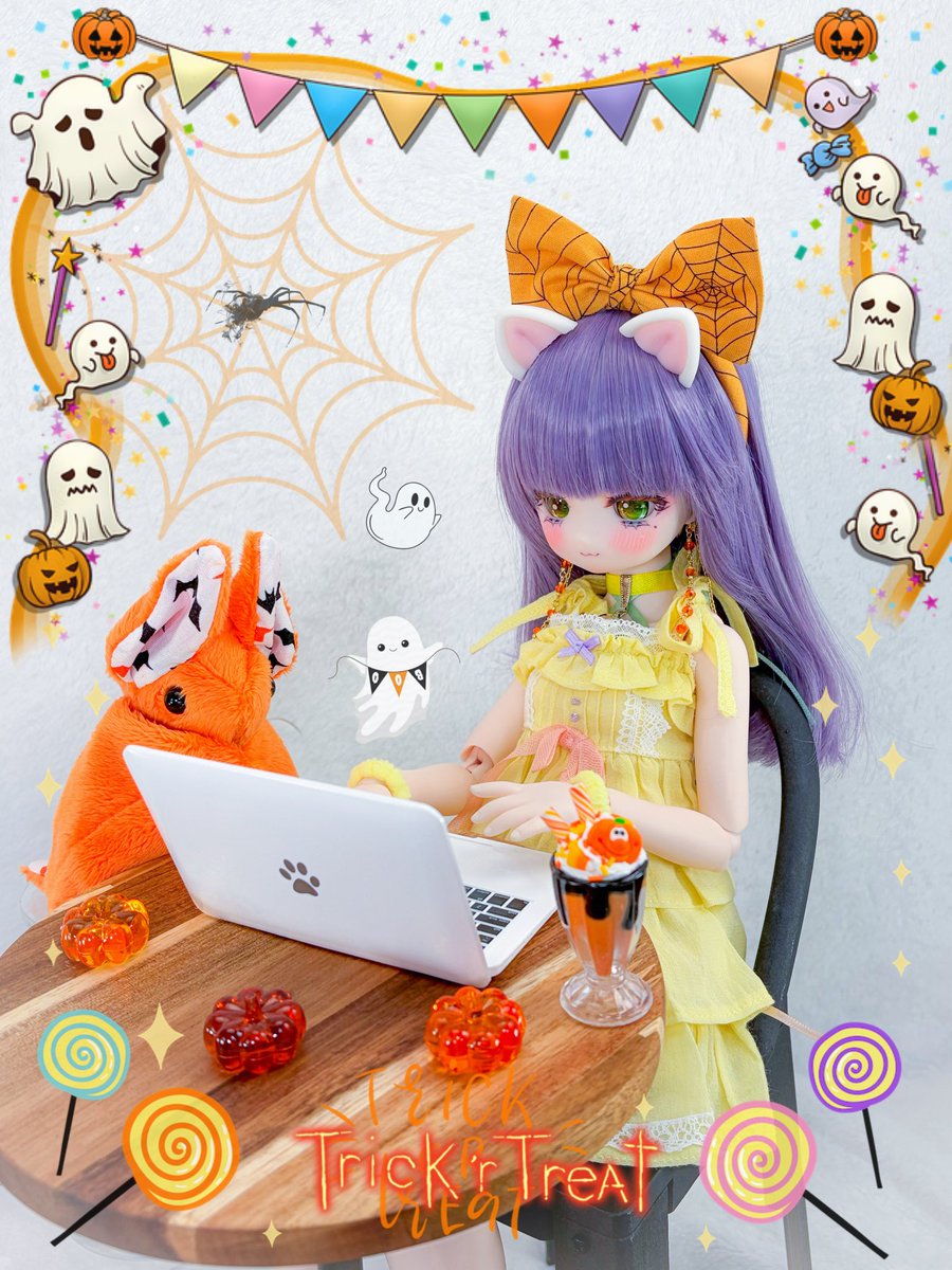AndroidPDF's tweet image. 苺奈ちゃん: にゃ〜ん、今年のハロウィンはどんなコスチュームにしようかにゃぁ〜？🎃💭 魔法少女もいいけど…吸血姫にゃんもアリかも〜？🧛‍♀️💕 コウモリちゃんと真剣会議中にゃ🦇💻

#ハロウィン #halloween #ゆずぽん子 #mdd苺奈 #mddはいいぞ #dolljpf