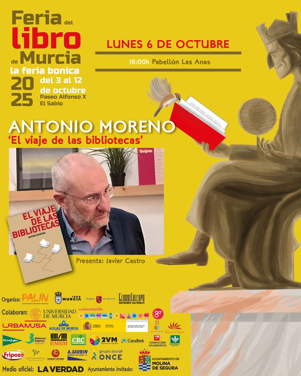 Hoy lunes a las 18h en el pabellón de presentaciones de la feria del libro estaremos Antonio Moreno y un servidor Javier Castro presentando un libro precioso. No hace falta reservar asiento porque se espera la asistencia de entre 1 y 3 personas y hay 80 sillas.