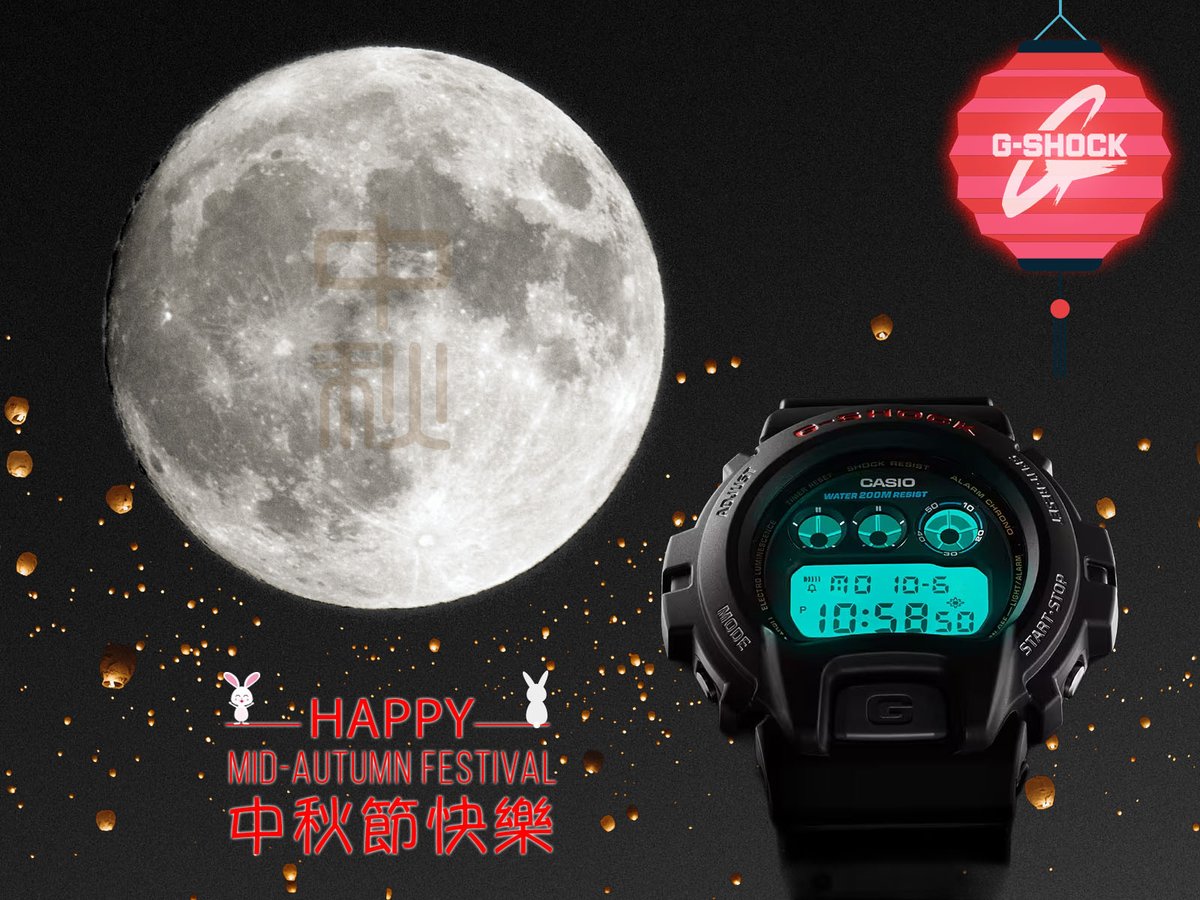 javyscasio's tweet image. Happy Mid-Autumn Festival! 🐇
G-Shock伴你夜遊賞月，祝大家中秋節快樂！🌕✨

#javys #gshock #dw6900 #HappyMidAutumnFestival #中秋節快樂 🌕