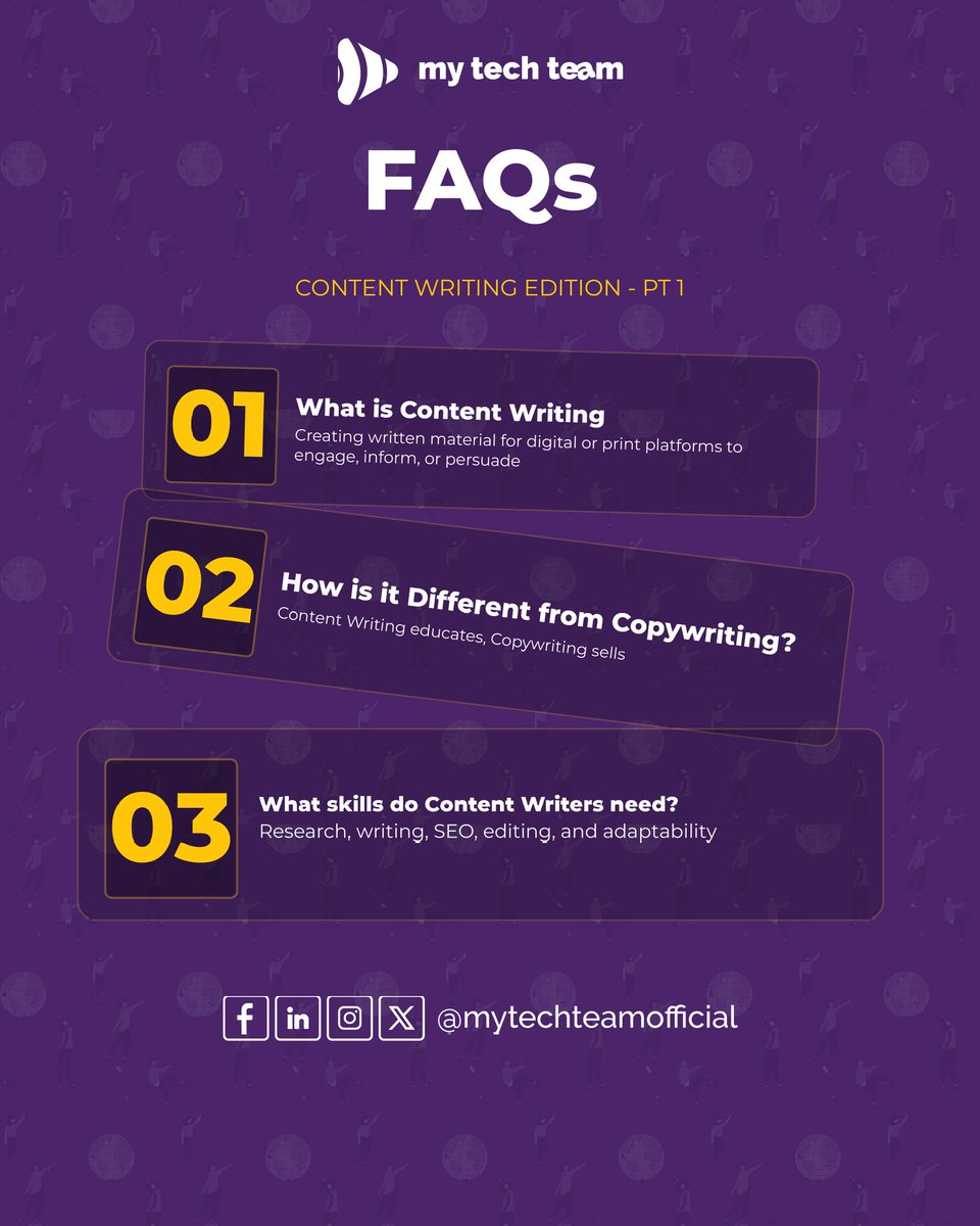 mytechteam's tweet photo. Content Writing vs. Copywriting: What's the real difference? 🧐
The simple rule:
➡️ Content Writing educates and informs.
➡️ Copywriting sells and persuades.

#ContentWriting
#Copywriting
#DigitalMarketing #Skills 
#FAQs @mytechteamofficial https://t.co/0urrDsfWyo